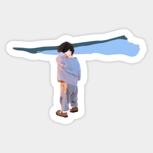 A Boy Scratching His Head Sticker